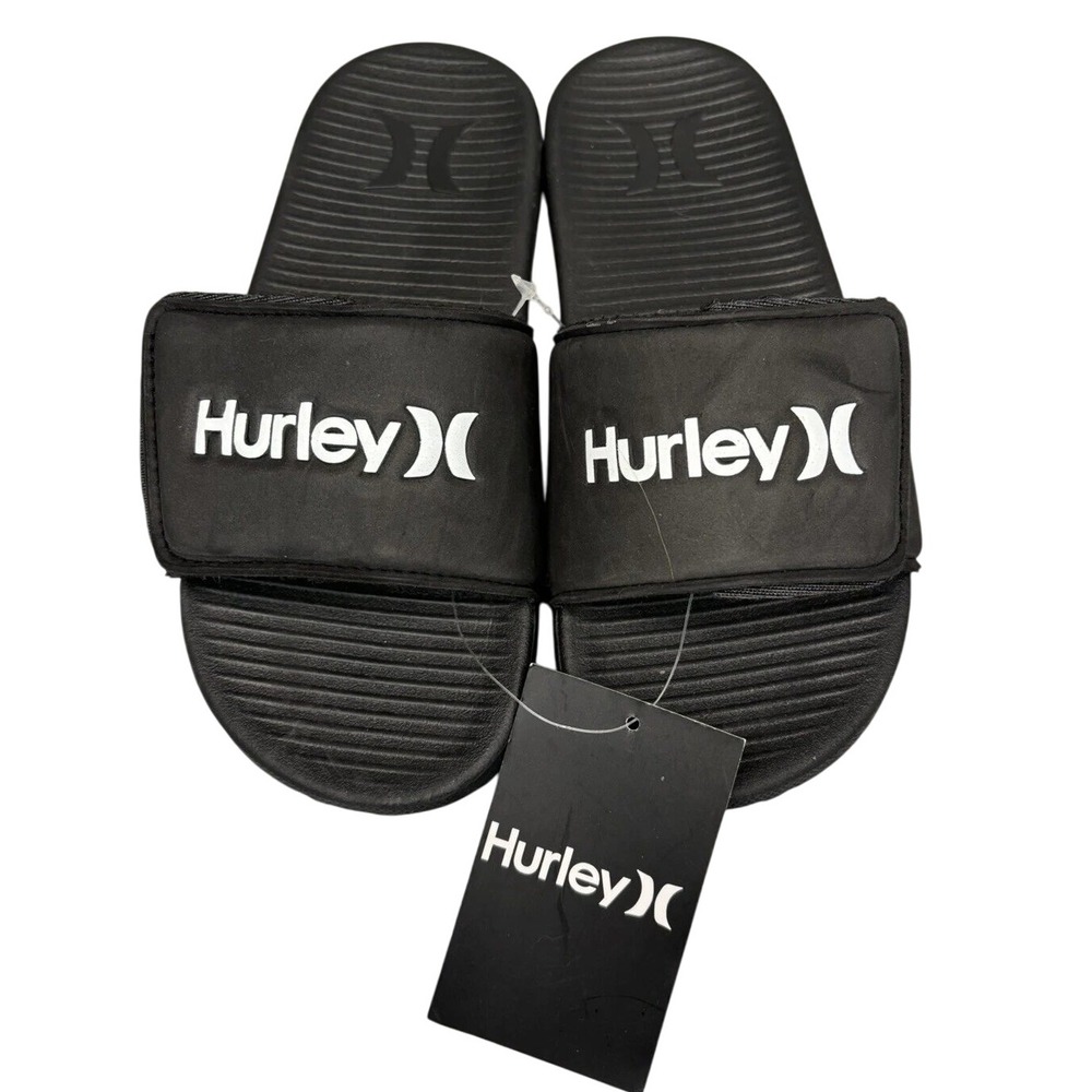 Hurley Kids Black Slide Sandals‎ Cushioned Slip On Sz 13 / #S8208